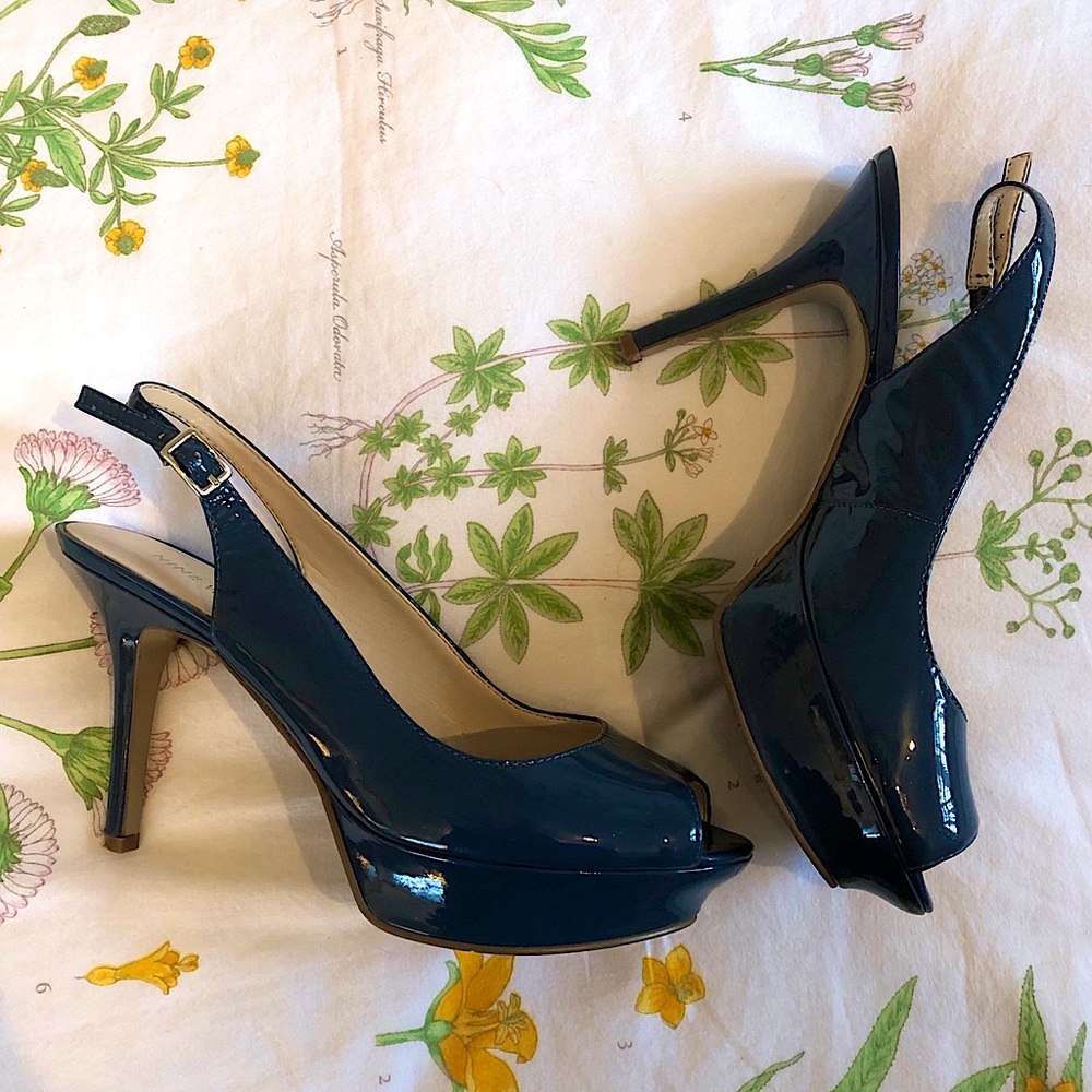 Blue Nine West Peep Toe Pumps
